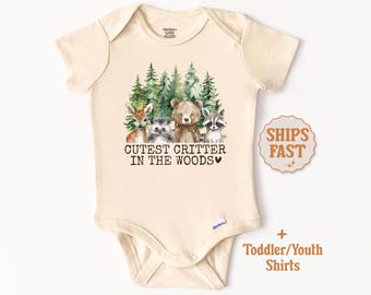Woodland Animal Baby Onesie® Cutest Critter In The Woods Onesie® Forest Onesie® Woodlands Baby Clothes Woodland Forest Animal Baby Bodysuit