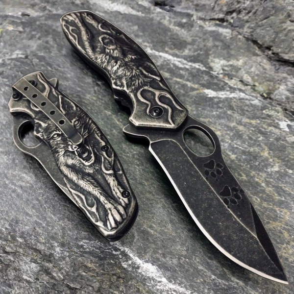 Outdoor Folding Wolf Knife Camping Knife Wolf Pocket Hunting Knife Mens Gift For Him Ornate Knife Birthday Christmas Gift Fishing Tool