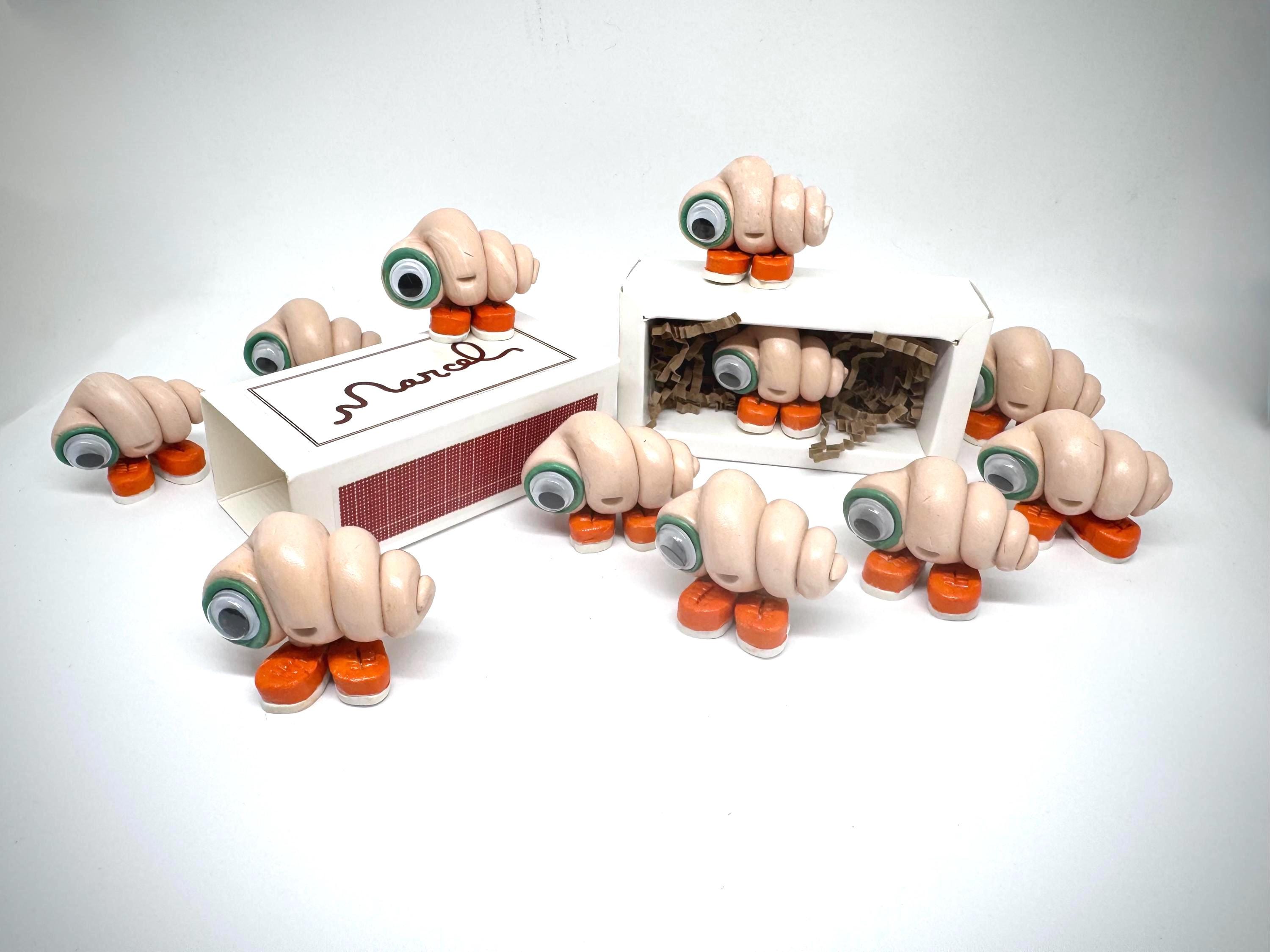 Marcel the Shell With Shoes On, Clay Figurine With Match Box