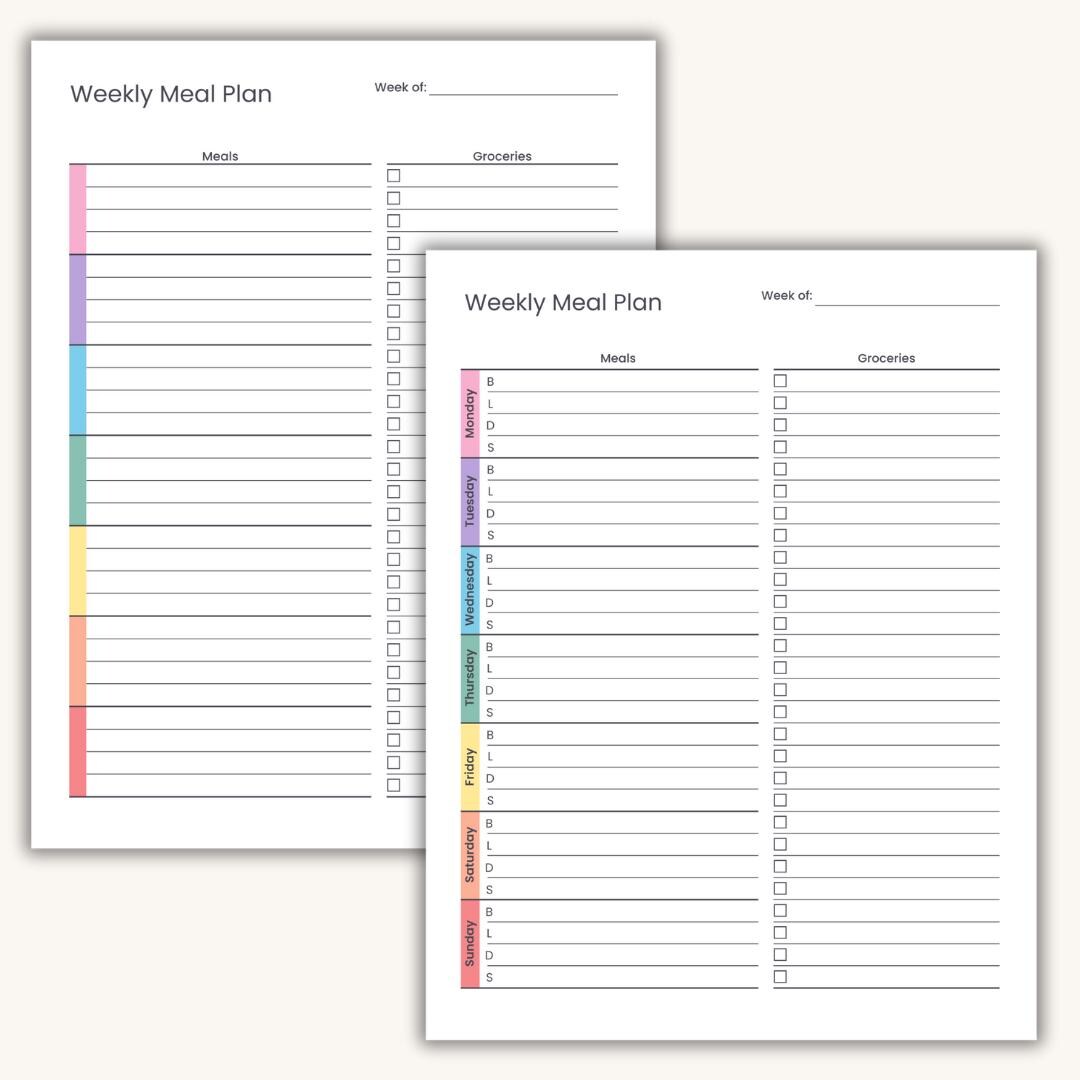 Weekly Meal Planner, Pantry Inventory List & Recipe Cards, Printable ...