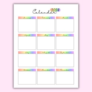 Editable Year at A Glance Calendar, Canva Template and Printable ...