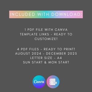 Colorful Calendar, Printable Rainbow Planner Template, Editable, A4 ...