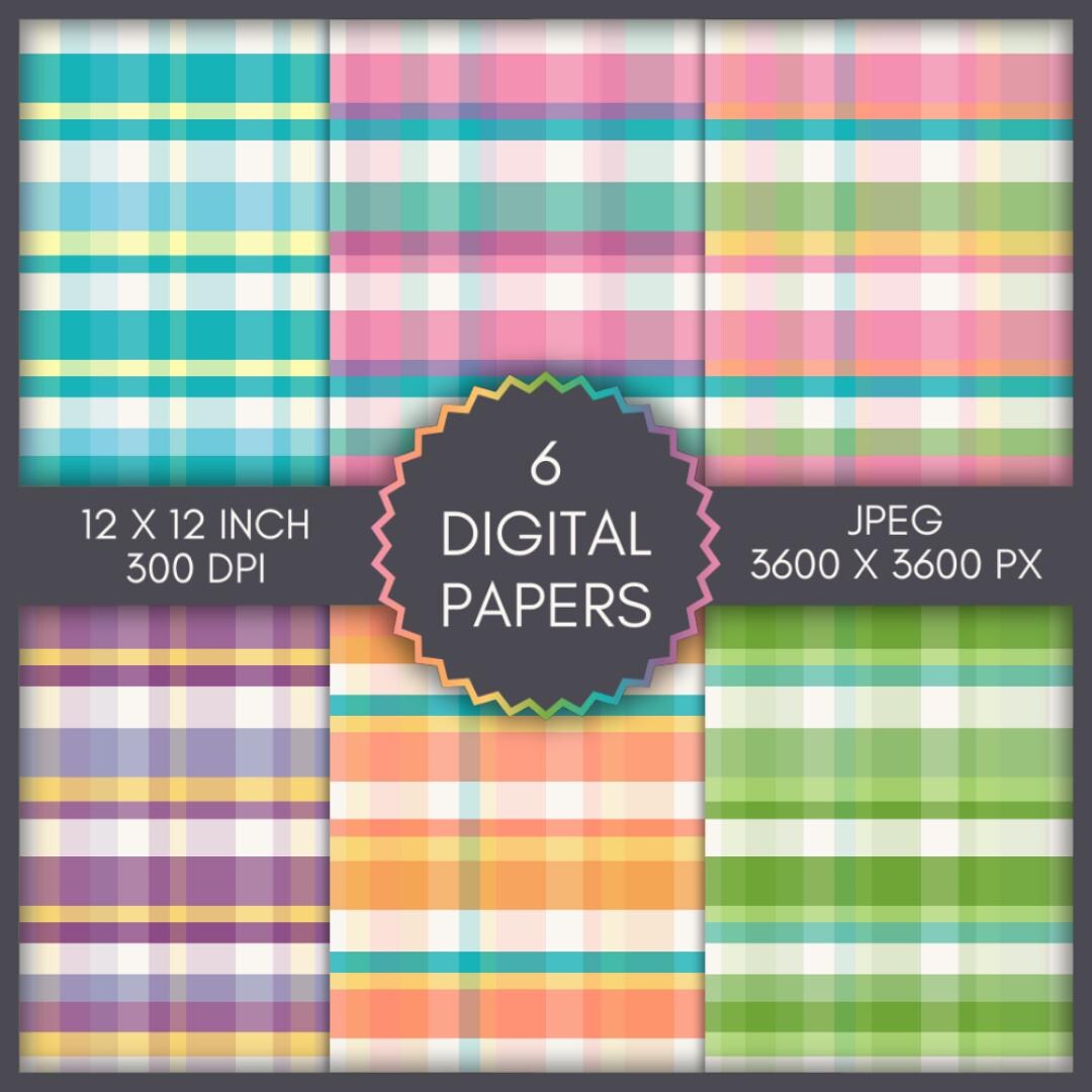 Easter Plaid Digital Paper: Spring Scrapbook Backgrounds (digital ...