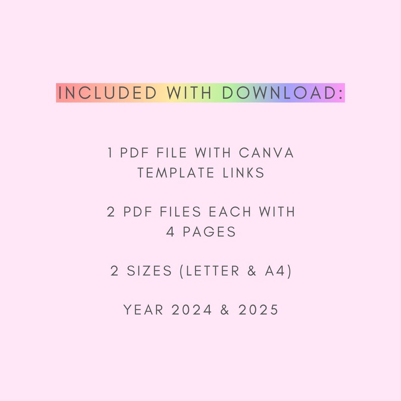 Editable year at a glance calendar canva template and printable