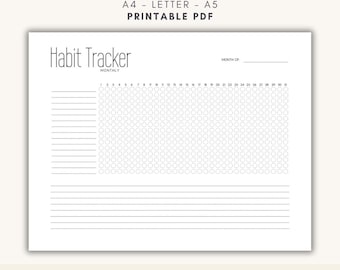 Printable Monthly Habit Tracker Simple Routine Tracker A5 A4 Letter Instant Download PDF