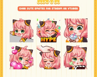 6x Anya Emotes - Kawaii Emotes | Chibi Emotes| Anya Emotes Bundle for Twitch , Youtube, Discord or Tiktok - Chibi Emotes