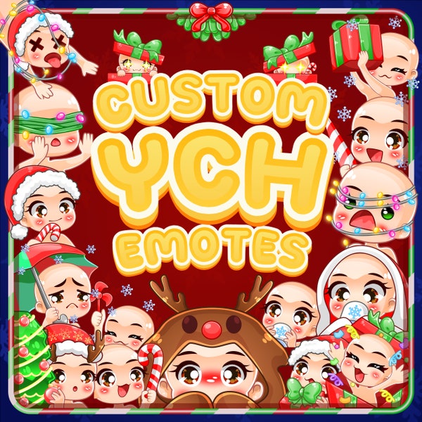 Custom Chibi Cute Christmas Emotes, Custom Cute Emotes for your Twitch or Kick | Christmass, New Year and Winter