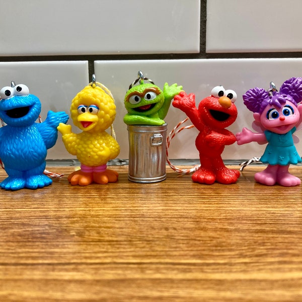 Sesame Street Christmas Ornaments  and Keychains | 2 inch tall | Sesame Street Figurines | Figurine Ornament and Keychains | Sesame Street