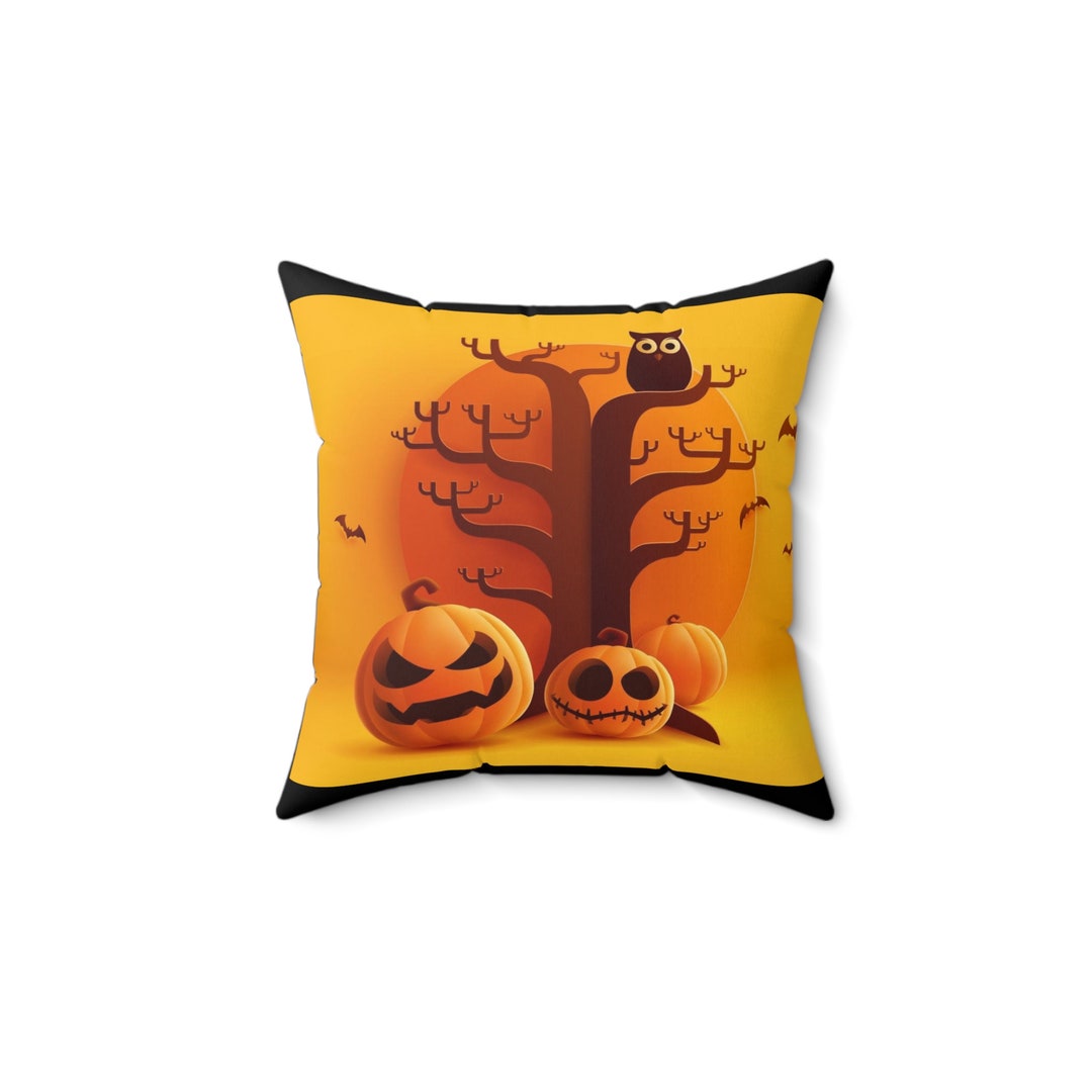 Spooky Halloween Pillow With Black Trim, FREE SHIPPING and