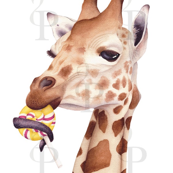 Giraffe Sweet Safari Collection Giclee Print - 5x7 8x10 11x14