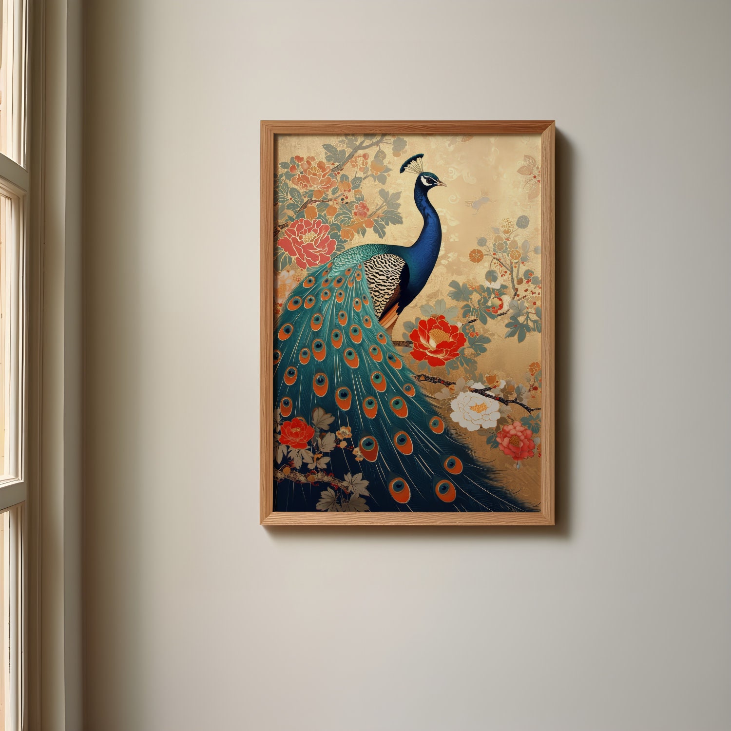 ★Original ART  ‘Peacock’ Peacock Art Deco / Art Nouveau Print, Vintage 1920s 1930s