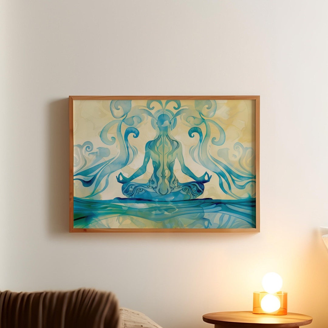 Meditation Art Print, Spiritual Zen Home Decor, Psychedelic Yoga Wall ...