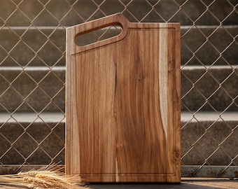 Handcrafted Teak Wood Cutting Board with Handle, Charcuterie Serving Platter
