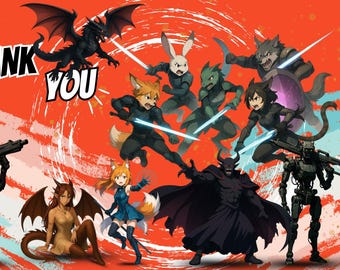 Thank You Support Art – digitale anime-sci-fiposter (JPG, PNG, PDF)