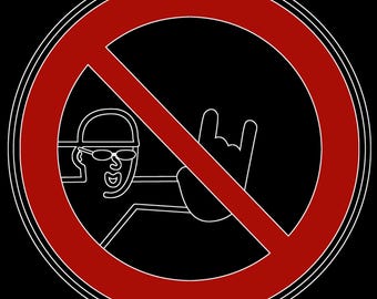 No Rock-handbord - stickers grappig verboden symbool - afdrukbare afbeeldingen voor T-shirts, posters en meer