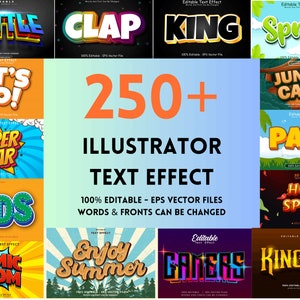 Pakiet efektów tekstowych programu Illustrator — ponad 250 efektów premium — natychmiastowe pobranie