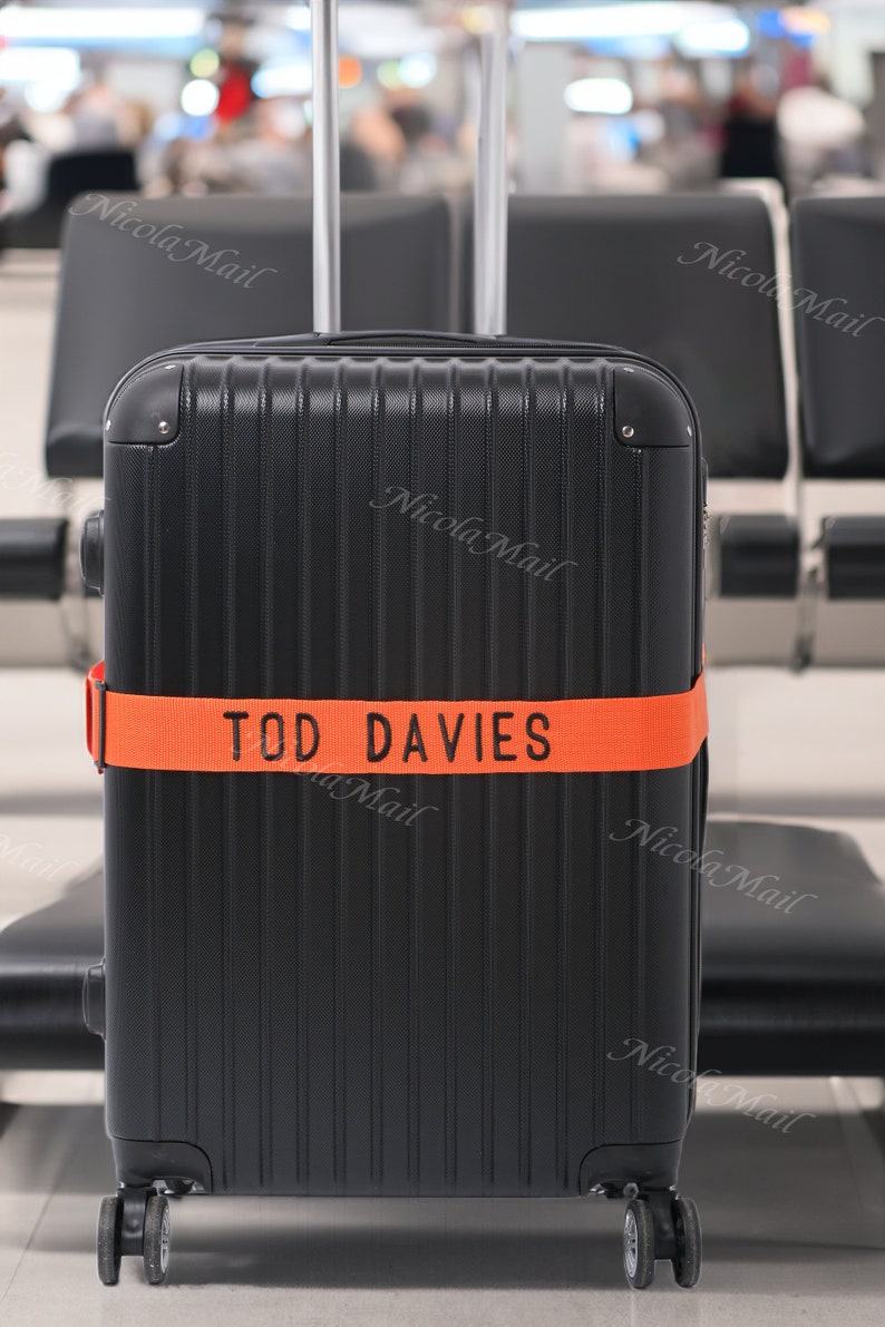 Cinghia per bagaglio personalizzata 180 cm x 5 cm: proteggi la tua valigia con una cintura personalizzata con il tuo nome o testo immagine 2