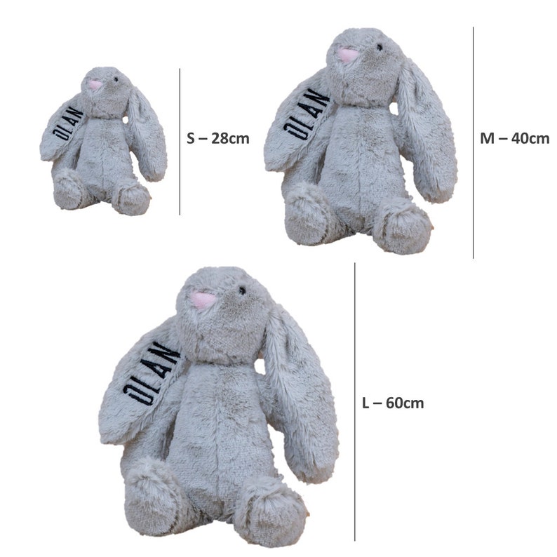 Lapin en peluche personnalisé Cadeau baby shower Lapin de Pâques brodé personnalisé Poupée lapin en peluche pour nouveau-nés et enfants image 7