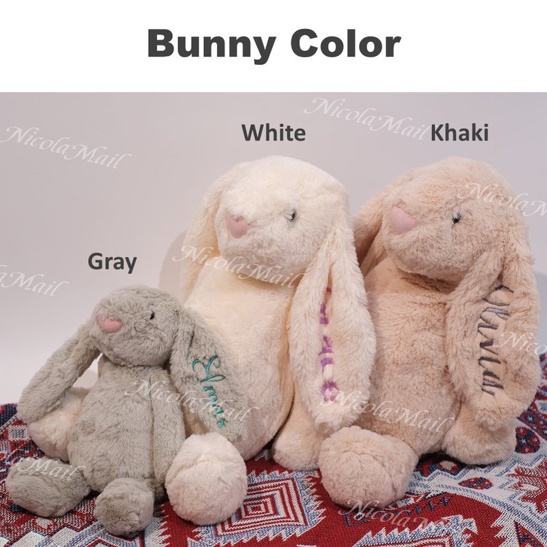 Lapin en peluche personnalisé Cadeau baby shower Lapin de Pâques brodé personnalisé Poupée lapin en peluche pour nouveau-nés et enfants image 6