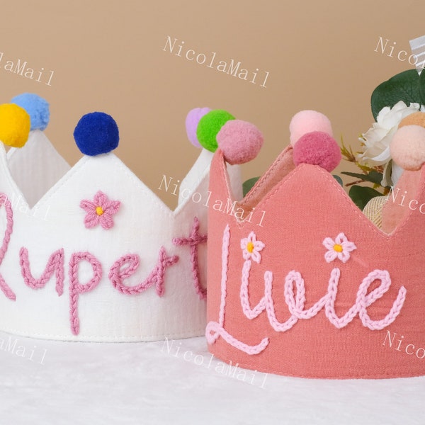Cotton Fabric Crown for Birthday, Mustard Yellow and Blue Fabric Crown for Kids, Children’s Party Costume