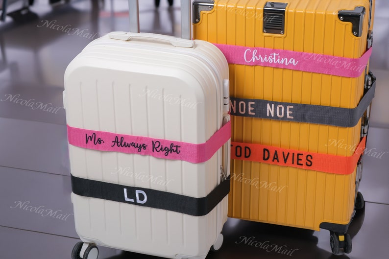Cinghia per bagaglio personalizzata 180 cm x 5 cm: proteggi la tua valigia con una cintura personalizzata con il tuo nome o testo immagine 1
