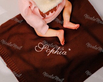 Personalized Newborn Baby Blanket: Soft, Breathable Cotton Knit Blanket for Stroller, Ideal Baby Shower or Newborn Gift with Customized Name