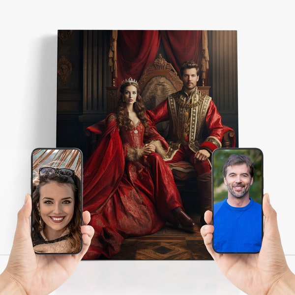 Custom Royal Couple Portrait from Picture, Custom Royal Family Portrait, Birthday gift, Royal Couple