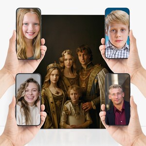 Aangepast portret koninklijk paar van foto, aangepast portret koninklijke familie, verjaardagscadeau, jonge koninklijke familie