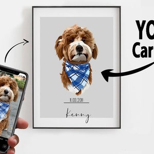 Retrato personalizado de mascota de perro y gato, vector de mascota personalizado, arte de mascota, regalo de novia (de la cabeza al pecho), dibujo vectorial de mascota, lienzo impreso