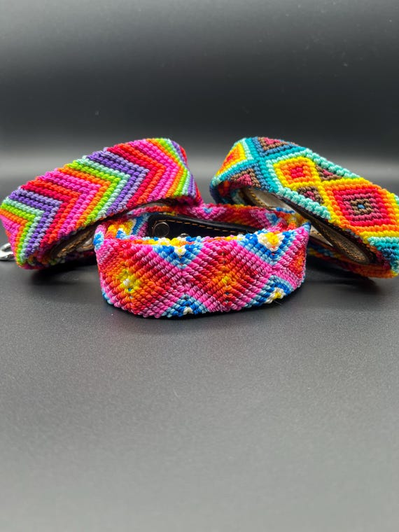Bunte Hundeleine aus Leder - Handgefertigt in Mexiko - Traditionelle und farbenfrohe Muster