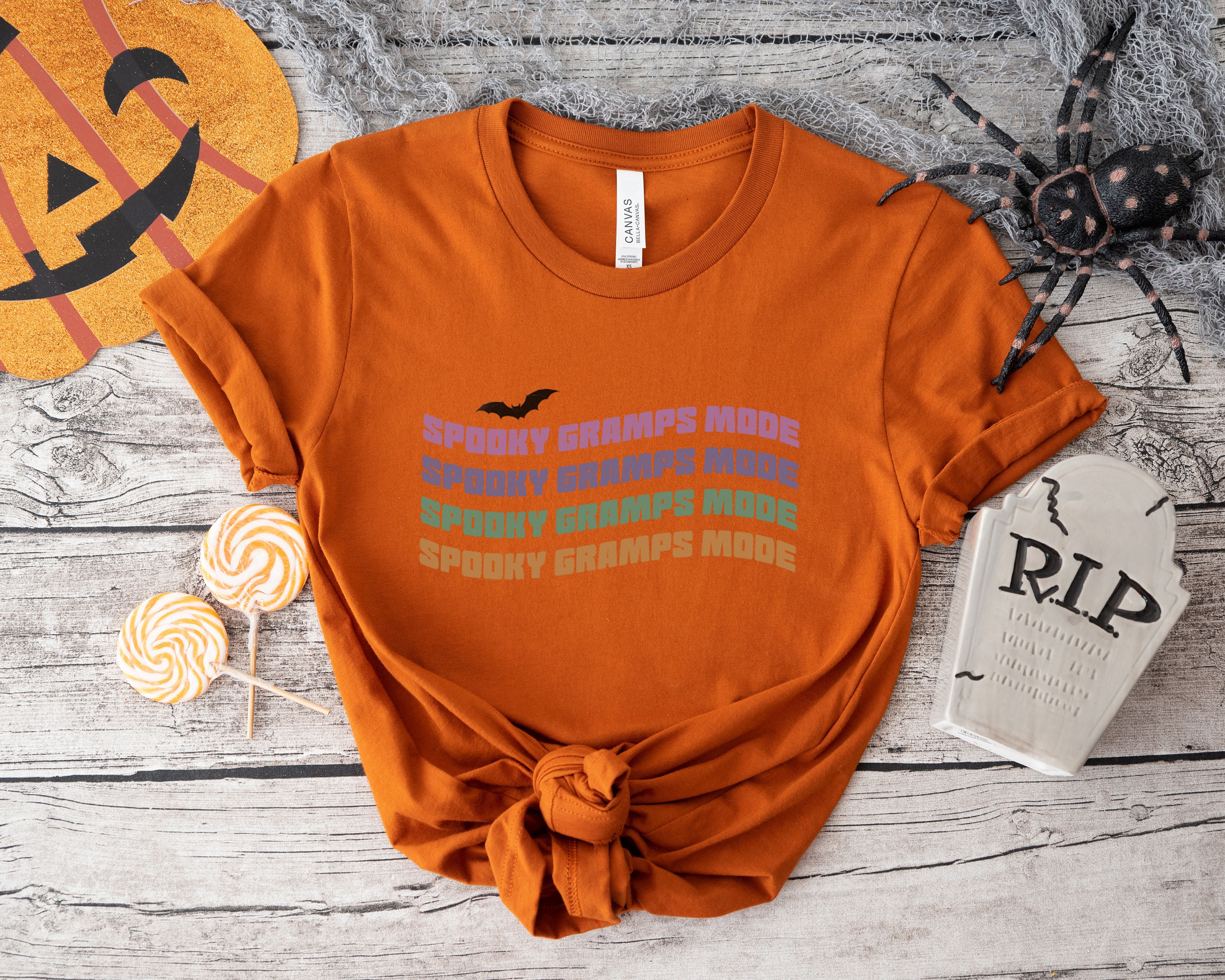 Discover Spooky Gramps Mode T Shirt Halloween Grandpa Retro Waves T Shirt Spooky Matching Shirt Retro Halloween Gramps T-Shirt Halloween Waves Shirt