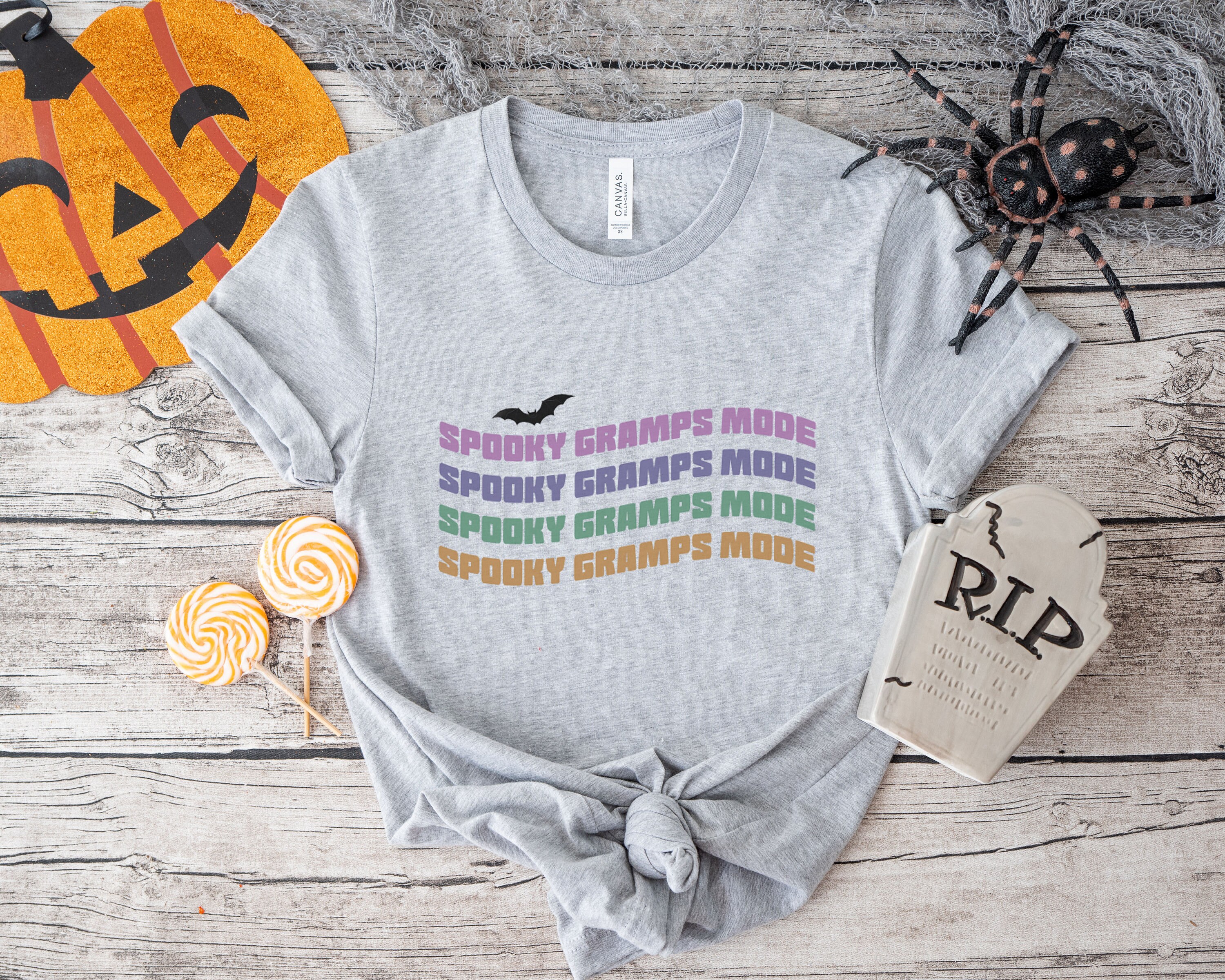 Discover Spooky Gramps Mode T Shirt Halloween Grandpa Retro Waves T Shirt Spooky Matching Shirt Retro Halloween Gramps T-Shirt Halloween Waves Shirt