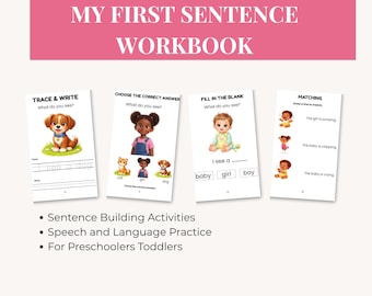 My First Sentence Workbook Printable | Activities for Toddlers | Preschool Language Development | WH Questions