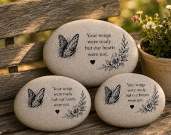 Personalized Memorial Rock Stone for Mom,Butterfly Remembrance Garden Stone,In Loving Memory Natural Stone,Butterfly Pebble Sympathy Gift,