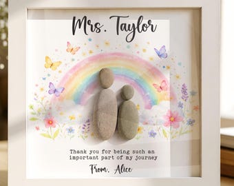 Recuerdo personalizado de agradecimiento al profesor, regalo de fin de año para el profesor de parte del alumno, marco de guijarros para el profesor, cuadro de agradecimiento con guijarros y marco
