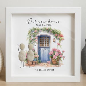 Personalized New Home Pebble Picture frame, Housewarming Pebble art Gift, Moving Gift, New Home, First Home Gift, New House, couple gift