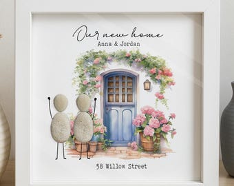 Personalized New Home Pebble Picture frame, Housewarming Pebble art Gift, Moving Gift, New Home, First Home Gift, New House, couple gift