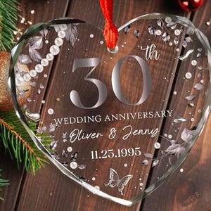30th Anniversary Ornament Gift,30th Pearl Wedding Anniversary Glass Ornament,Gift For Husband,For Wife,Gift For Grandparents,Wedding Gift