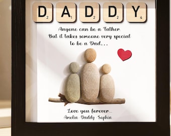 Arte personalizado con piedras para papá, Piedra para el Día del Padre, Regalo para papá, Regalo de piedras para papá de parte de los hijos, Marco de piedras de regalo, Regalo para el abuelo, Regalo único