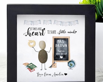 Personalized Teacher Pebble Art Frame: Thank You Gift