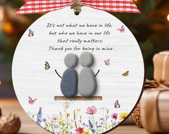 Personalized 3D Pebble Stone Friendship Ornament - Acrylic Christmas Decor