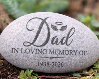 Piedra conmemorativa para papá, Piedra de recuerdo, Regalo para papá, Abuelo, Regalo para papá, Regalo por la pérdida de papá o mamá, Piedra de río grabada, Piedra de jardín conmemorativa