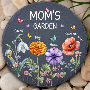 Birth Month Flower Garden Stone,Personalized Grandma Stepping Stone Gift For Grandma,Gift From Grandchildren,Birthday Gift,Grandparent Gift