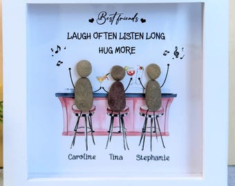 Personalized Friends Pebble Art Frame: Bestie Gift