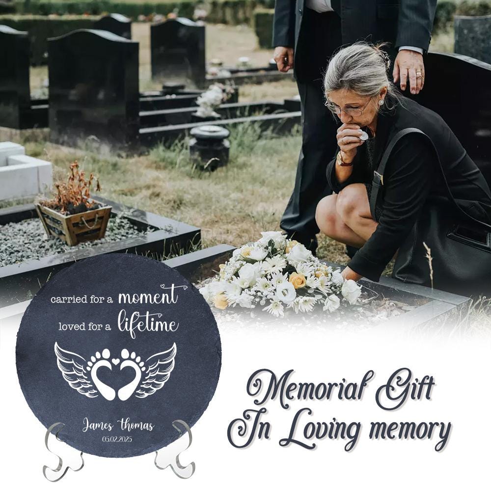 Personalized Angel Baby Memorial Stone – “Sleep In Heavenly Peace” Garden Plaque For Loss Of Baby, Miscarriage, Or Child
