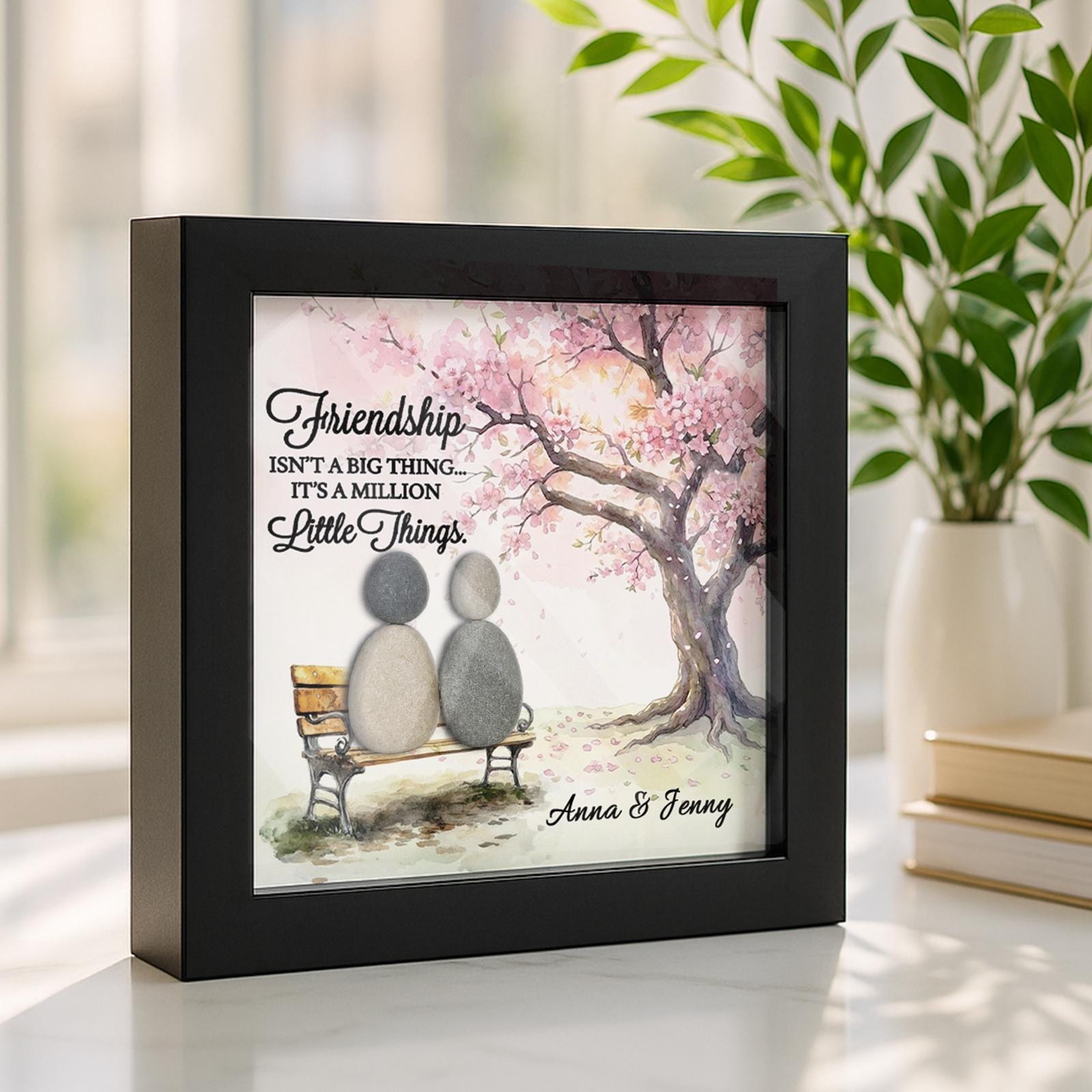 Friendship Pebble Art Picture Frame,personalized Pebble Art Friendship ...