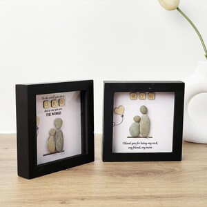 Personalized Mom Pebble Art Frame,Custom Mother Daughter Gift,Mother Children Pebble Gift,uique gift mom sign,fast ship gift for mom bild 8