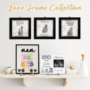 Personalized Mom Pebble Art Frame,Custom Mother Daughter Gift,Mother Children Pebble Gift,uique gift mom sign,fast ship gift for mom bild 10