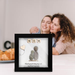 Personalized Mom Pebble Art Frame,Custom Mother Daughter Gift,Mother Children Pebble Gift,uique gift mom sign,fast ship gift for mom bild 6