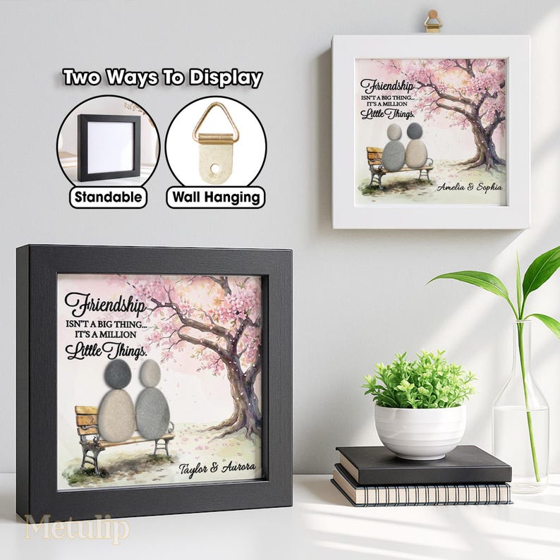 Friendship Pebble Art Picture Frame,personalized Pebble Art Friendship ...